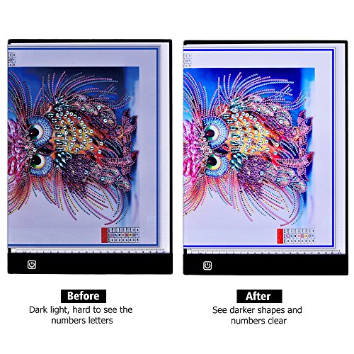 Light Box for Diamond Painting - A4 Ultra-Thin Portable LED Light Box Tracer, Stepless Dimming USB Power Light Pad for Diamond Painting, Drawing, Sketching, Animation, Calligraphy - Thumbnail 3