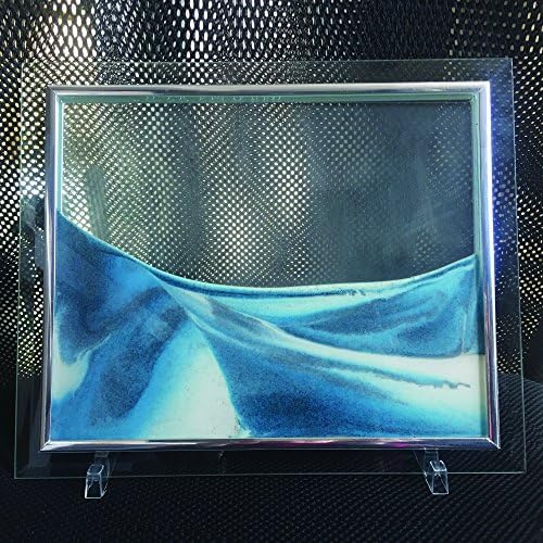 Haiker Blue Dynamic Moving Sand Glass Picture Home Office Desk Decor Birthday Xmas Gift with Holder Small Size (Black,White,Blue)