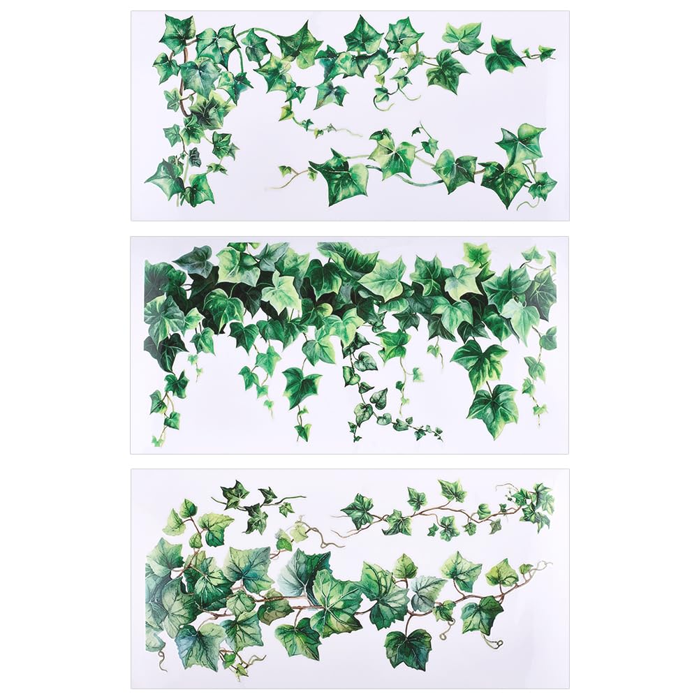 OLYCRAFT 3pcs/Set Green Leaf Rub on Transfers for Furniture 15x30cm Transfer Stickers with Ivy PVC Waterproof Decorative Stickers Wall Art Decals for Bedroom Living Room Decoration