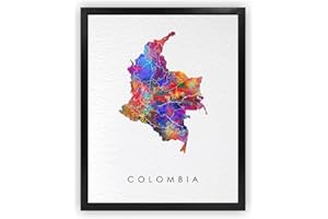 Dignovel Studios 13X19 Unframed Colombia Watercolor Art Print Map Motherland Country Latin America illustrations Art Print Wall Wedding Poster Housewarming Wall Décor DN744