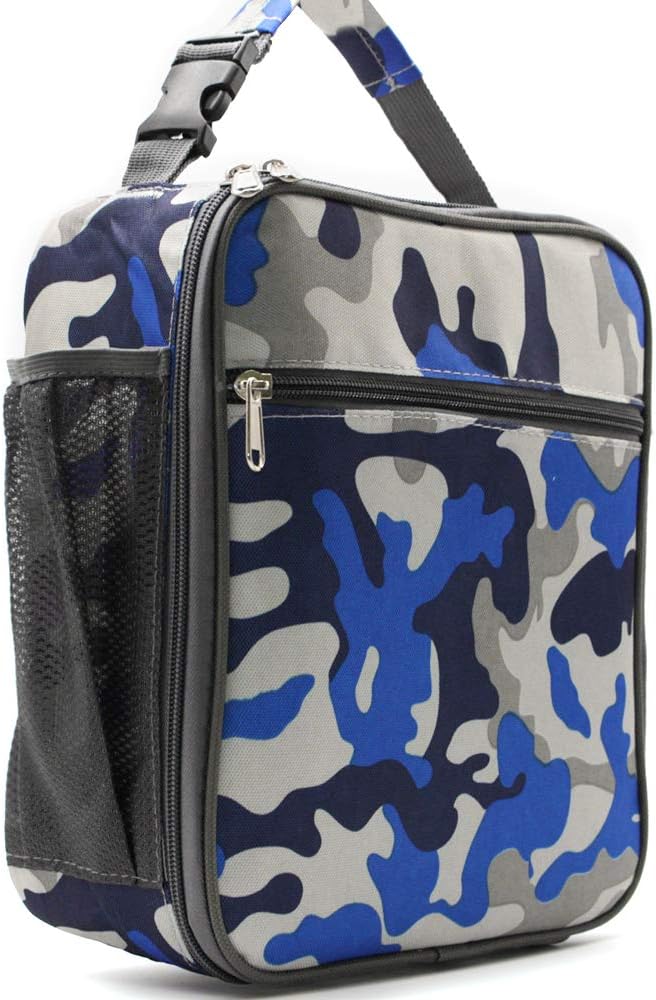 IWTTWY Insulated Lunch Bag Camo Cooler Bag Portable Carrying Lunch Box Bag for Boys Girls Women Men to School Office Outdoor (Camo Blue) - Image 3