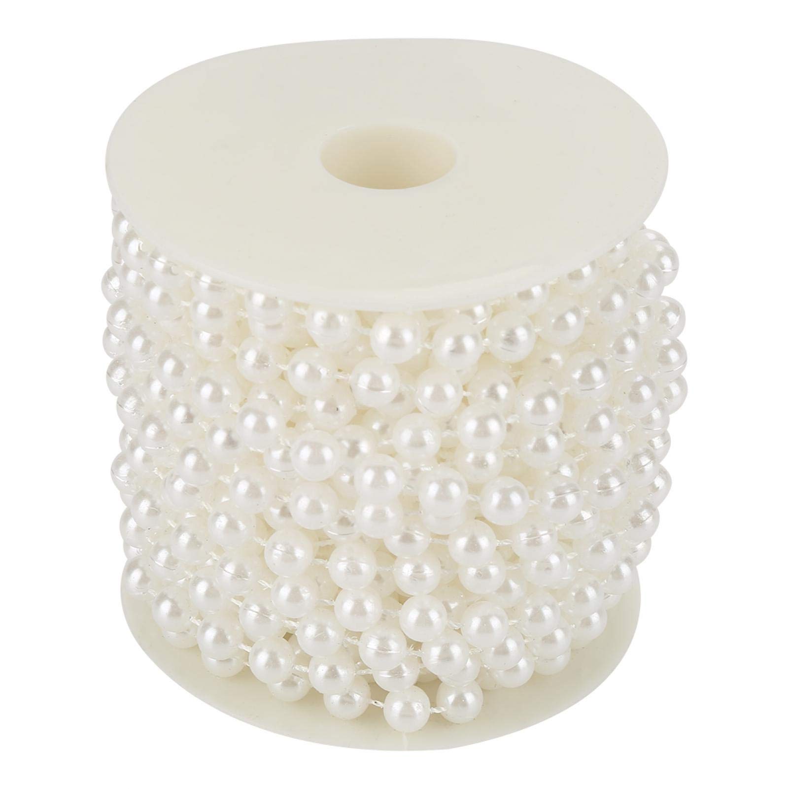Mutuer Pearl Beads String Chain Garland, 10m/roll Grinding Pearl Wire Beads Garland String DIY Wedding Decoration for Party Home Decoration 8mm (White)