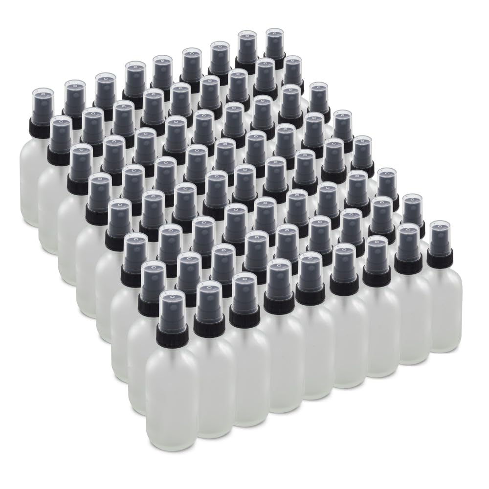 Photo 1 of The Bottle Depot - 72 Pack - 2 oz Glass Spray Bottle - Clear Frosted - 20-400 Neck Finish - Boston Round Bottles - UV Rays Protection