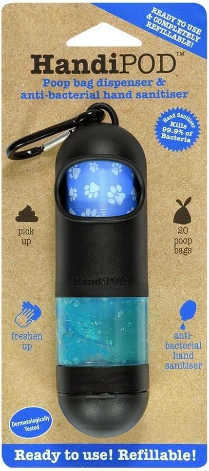 HandiPOD Poop Bag Dispenser with Sea Breeze Scented Hand Sanitiser, Black