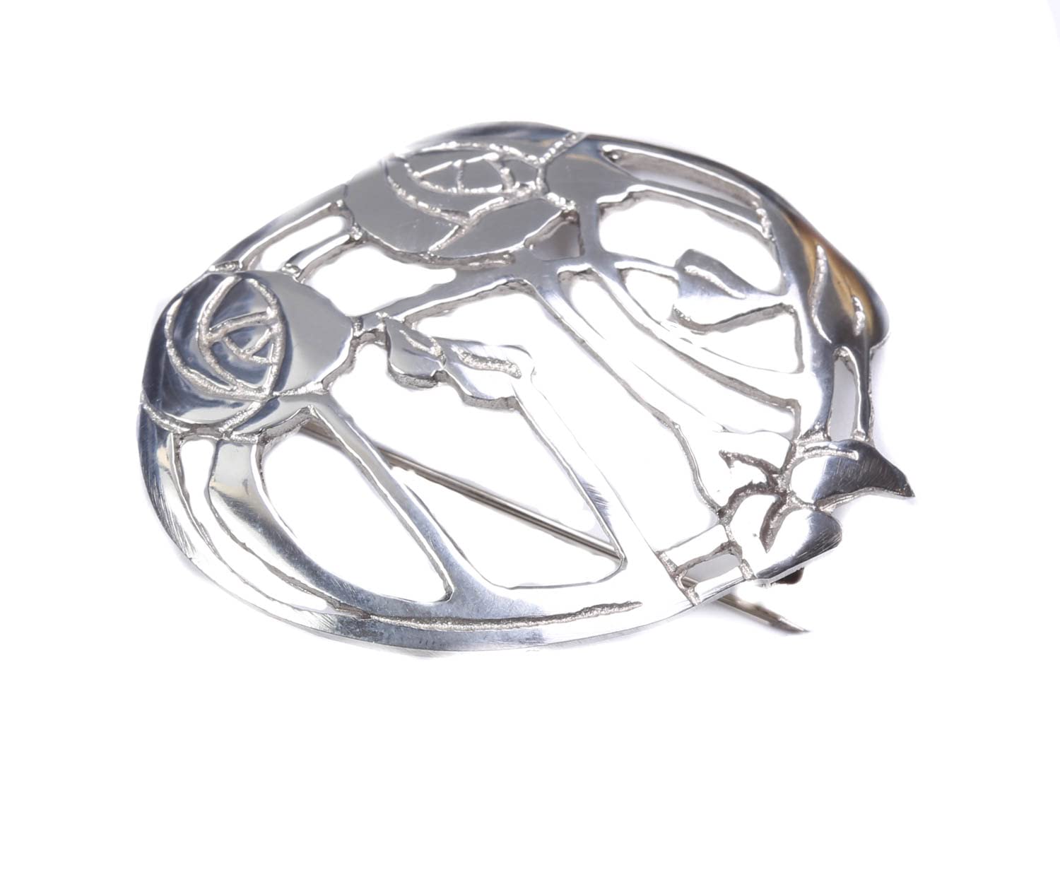 Charles Rennie Mackintosh Glasgow Rose Pewter Brooch