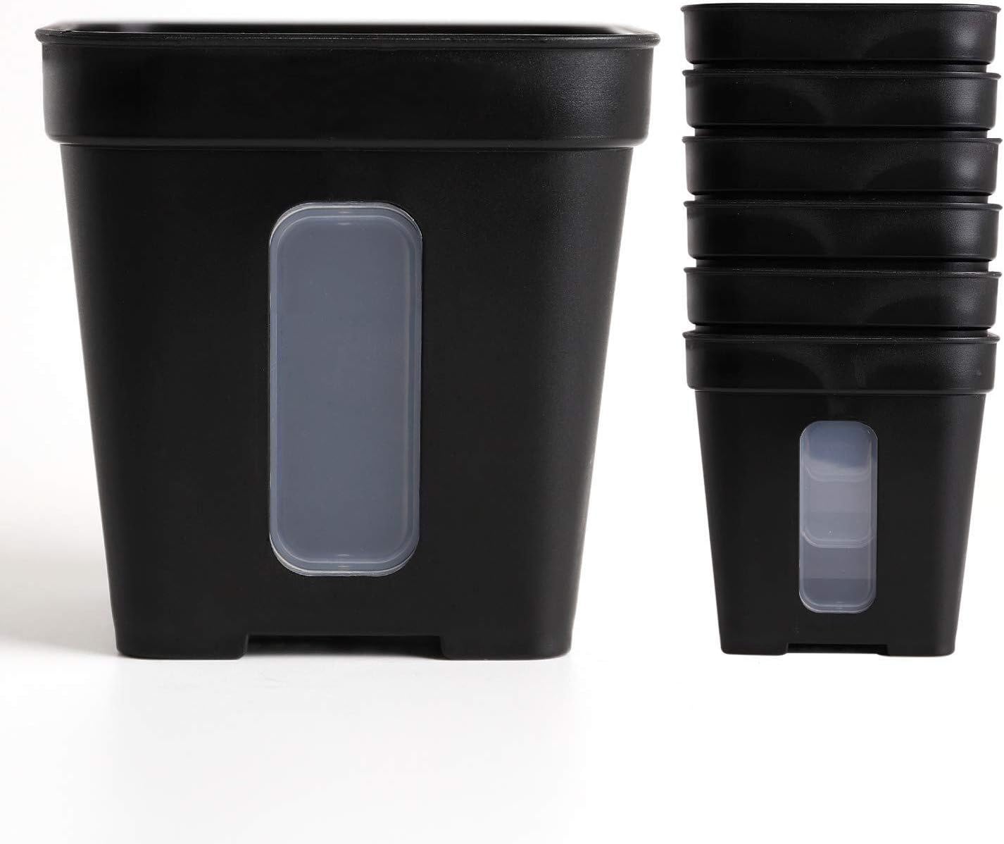 WUHOSTAM Square 3.93'' x 3.93'' Plant Pots Black Indoor Thicken Plastic Flower Pots,Nursery Pot for Starting Seedlings or Succulents, Pack of 6