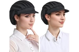 HIPIFANS Chef Hat and Cooking Cap - Black Adjustable Elastic Caps Breathable Mesh for Kitchen Food Service (Half net/Full net)
