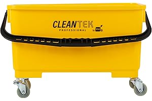 Restaurantware-Clean Tek Professional 25 Quart Cleaning Bucket, 1 Bucket with Wheels - Heavy-Duty, Comfortable Handle, Yellow