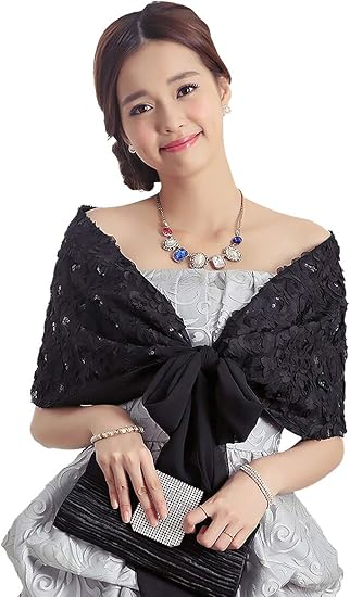 Amazon 結婚式ボレロ 肩掛け ストール ケープ ショール 羽織 セレブ レディース フォーマル 披露宴 発表会 演奏会 二次会 お呼ばれ 謝恩会 フリーサイズ ブラック グレー アイボリー ホワイト バラ柄モチーフ カーディガン ボレロ 通販