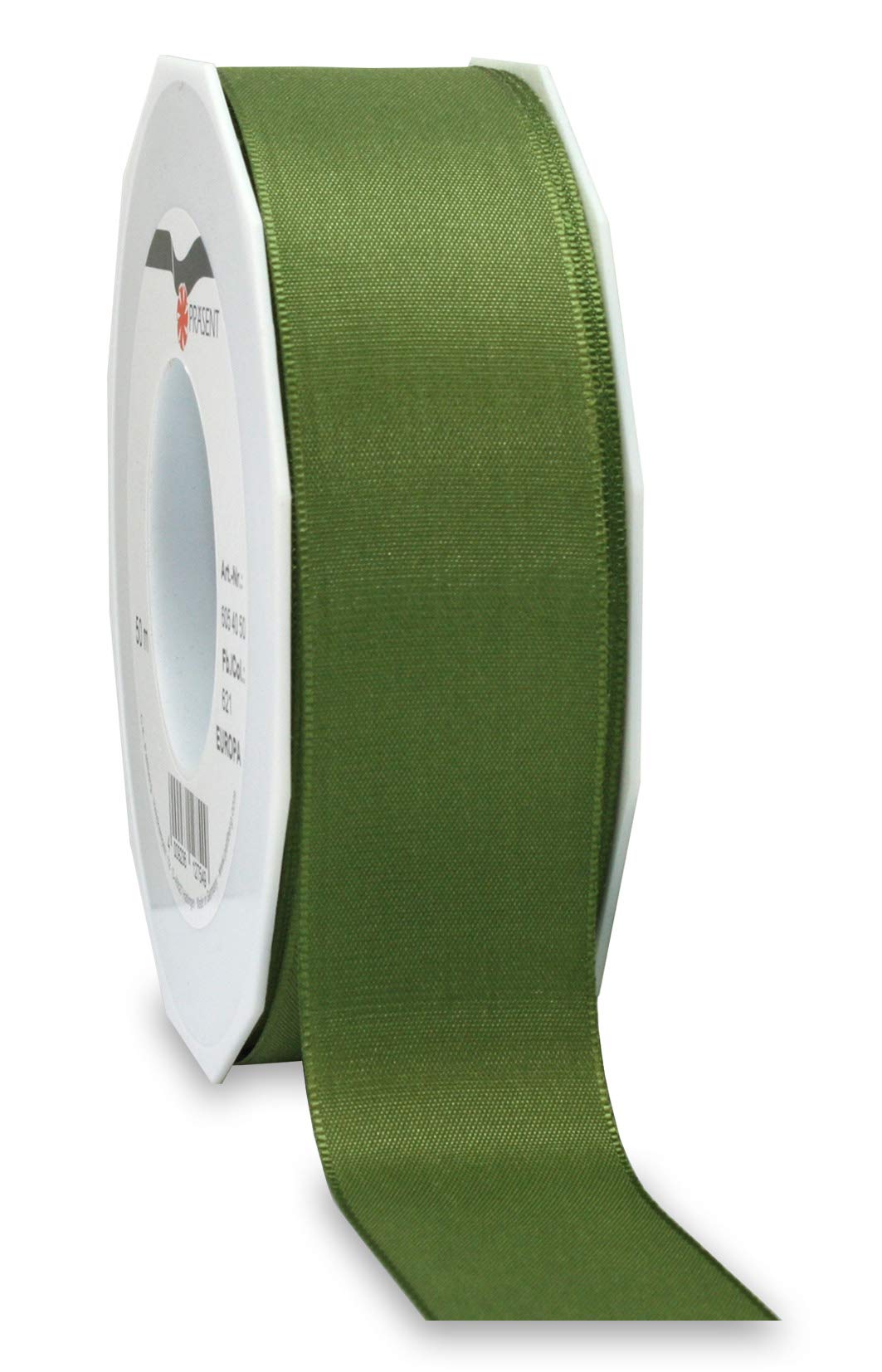 Präsent - Europa Taffeta Ribbon Olive 40 mm Width, 50 m Length — image 1