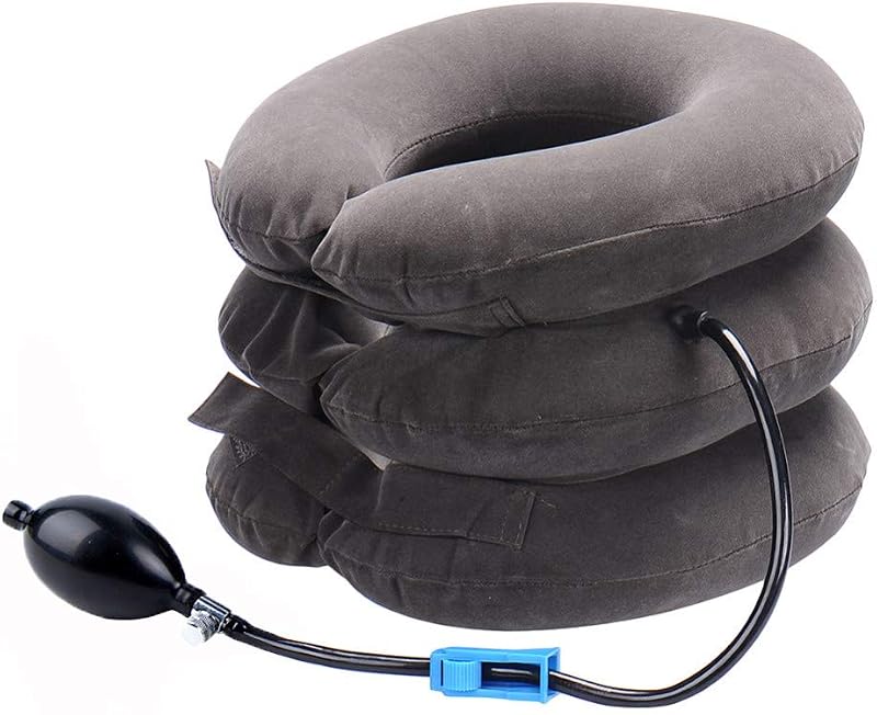 RUNZI Cervical Neck Traction Inflatable Stretcher Grey – Adjustable Pain Relief