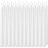 Tuyai 24 Pack Tall White Taper Candles, 10 inch (H) Dripless, Unscented Dinner Candle, Smokeless Taper Candles, Paraffin Wax 