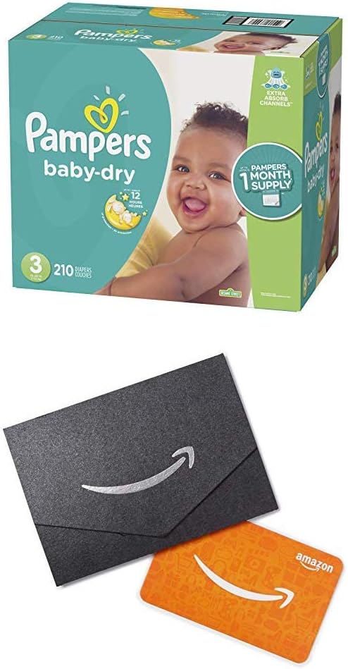 Diapers Size 3, 210 Count (2) - Pampers Baby Dry Disposable Baby Diapers, ONE Month Supply and $20 Gift Card