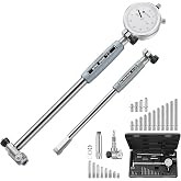 Neoteck Dial Bore Gauge with 0.7"-6"/0.0005" Measuring Range | 6" Depth Dial Bore Gauge Set with 23PCS Anvils Chrome Plated Handle &amp; Insulated Grips for Engine Cylinder Measurement-Silver
