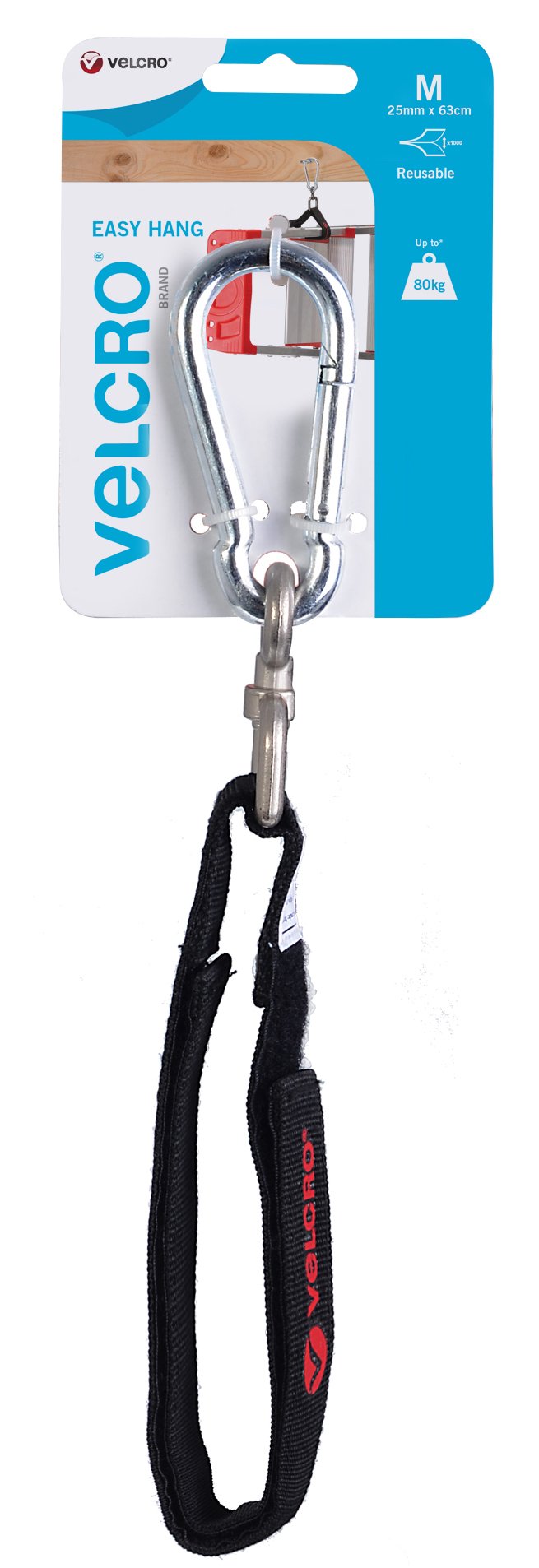 VELCRO Brand Easy Hang Strap, 25 mm x 63 cm,Black