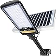 8000W Solar Street Lights Outdoor, Dusk to Dawn IP67 Security Led Flood Light Lamp with Remote Control Mounting Pole and Bracket Garden, Street, Court, Parking Lot