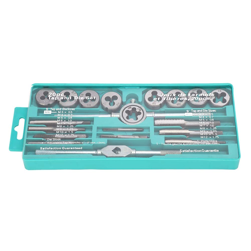Elprico 20pcs Thread Tap Die, Alloy Portable Metric Thread Tap Die Set, High Hardness Tap Die Hand Tools Set
