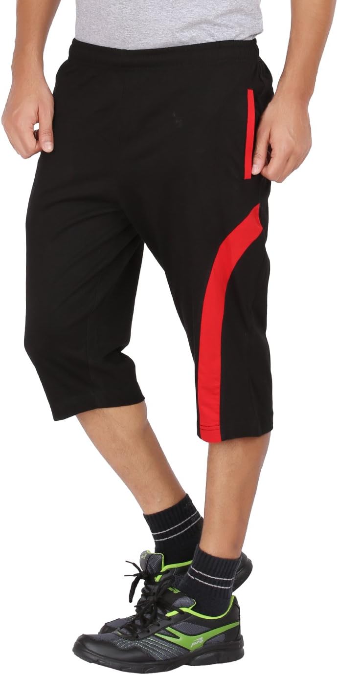 GREENWICH Men's Premium 3/4TH (Black and RED,Small) (MB1004C2)