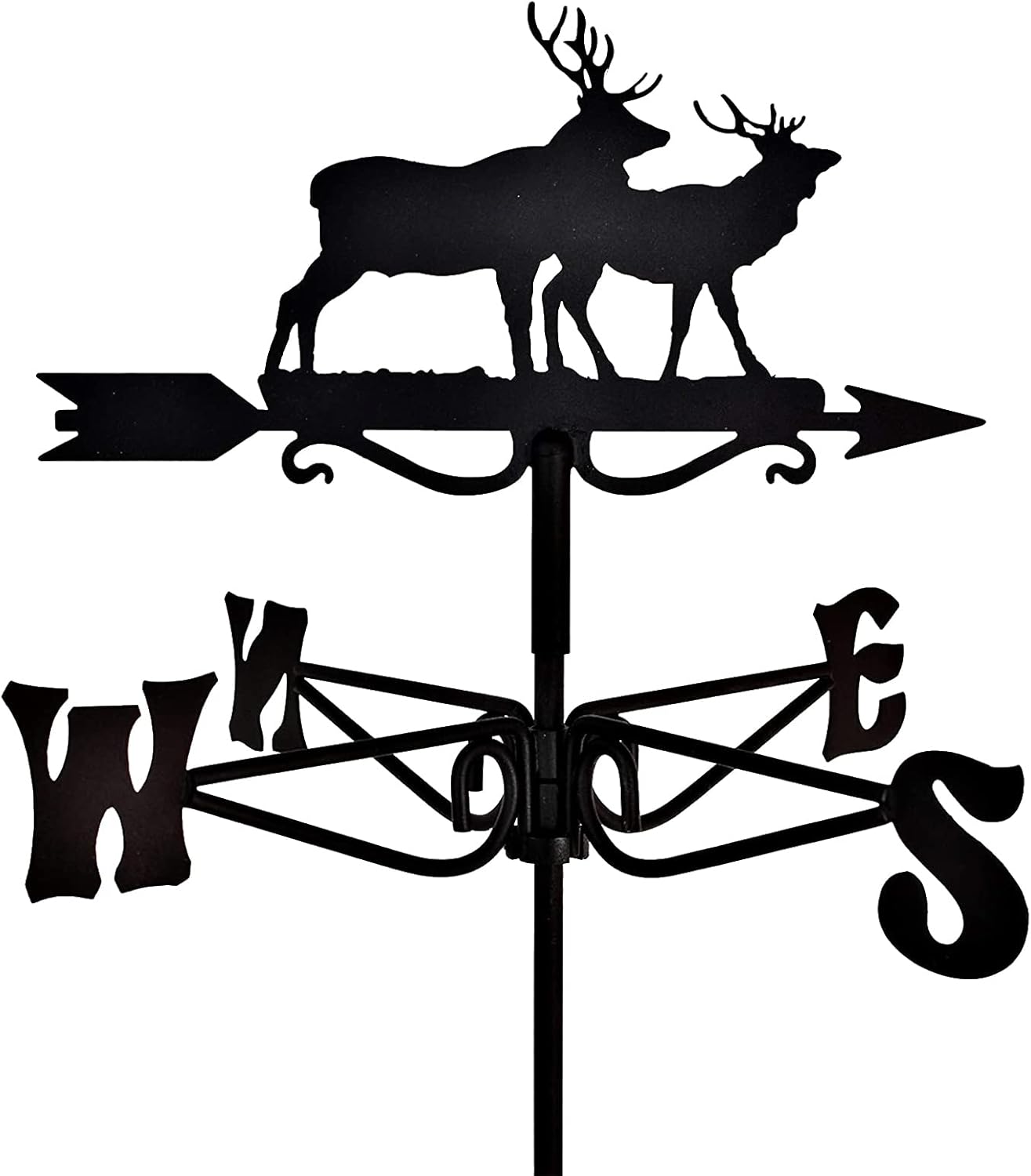 Weathervanes - UYBAG Weather Vane Two Deers Weathervane Stainless Steel Wind Direction Indicator Weathercock Direction Indicator Garden Stake Art Decor