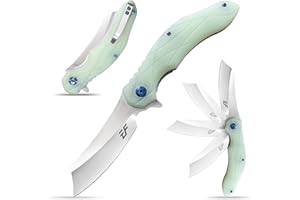 Eafengrow EF919 Folding Knife with Pocket Clip D2 Steel Blade G10 Handle EDC Tool Outdoor Knives for Camping Fishing Hiking (Jade)