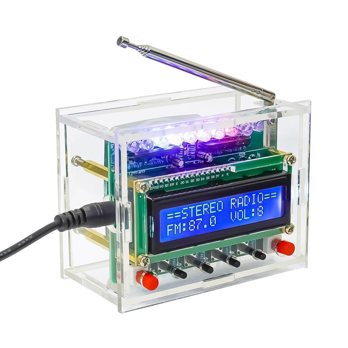 Hsthe Sea FM Radio Kit DIY Soldering Projects Radio FM 87-108MHz Soldering Practice Kit LCD1602 Display for Learning Teaching STEM Education DIY
