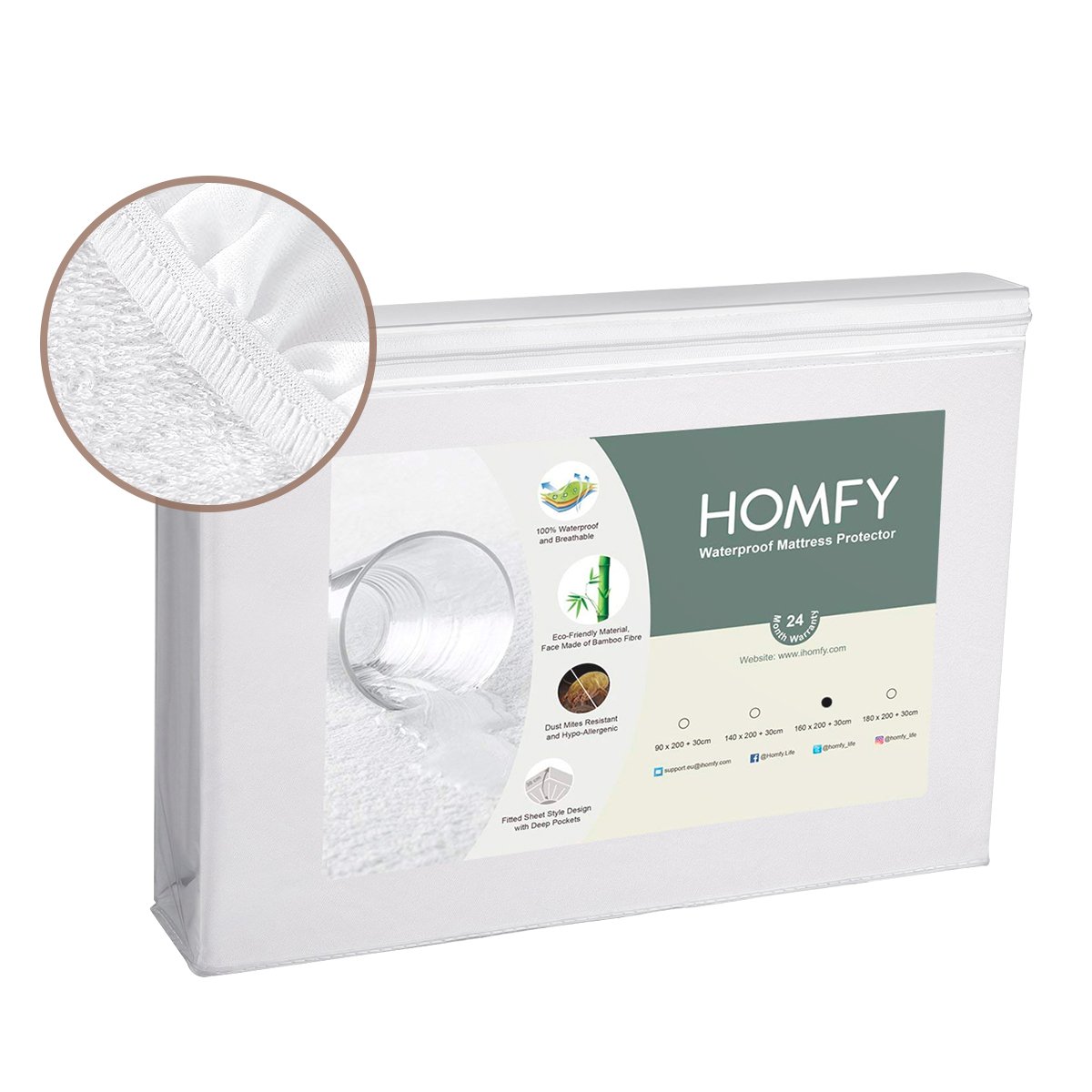 voir Homfy Protège matelas sur Amazon