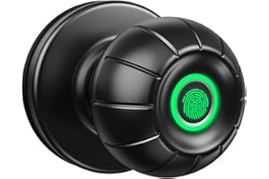 SOOWAY Smart Door Knob - Fingerprint Door Lock Quick Access Biometric Doorknob Keyless Entry Finger Print Door Knobs for Bedroom, Garage, Office, Closet, Pantry