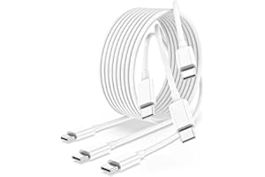 FKOOD USB C to USB C Cable, iPhone 15 Charger Cord 10ft 3Pack, 60W Long Type C Fast Charging Cable for Apple iPhone 15 Por Max Plus/MacBook Air/Pro, iPad Pro 12.9/11, for Samsung Galaxy S23/S22(White)