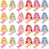 SUNNYCLUE 1 Box 60PCS Mermaid Cabochons Flatback Cartoon Cabochons Resin Charms Cartoon Cute Colorful Princesses Ocean Sea Cabochon for Jewelry Making Scrapbooking Embellishments Women DIY Crafts