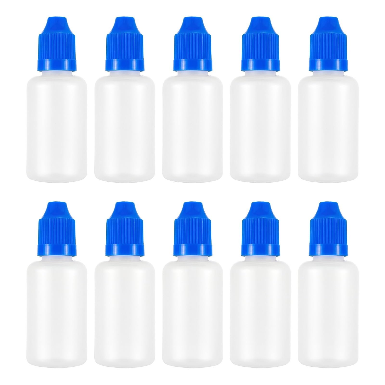 30ml Empty Plastic Eye Dripper Liquid Water Squeezable Dropper Bottle with Blue Cap Pack of 10