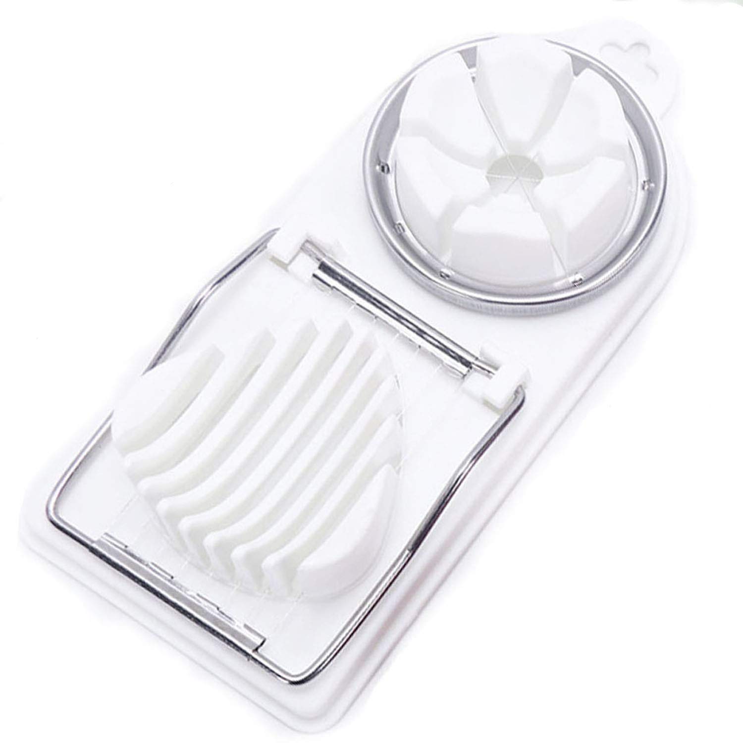 YFOX Egg Cutter,Stainless Steel,Two-in-one,Egg Cutter is a Small Kitchen Tool That is Cut into Precise and Clean,Used to Cut Eggs,Eggplant Skin,Soft Fruit (White)