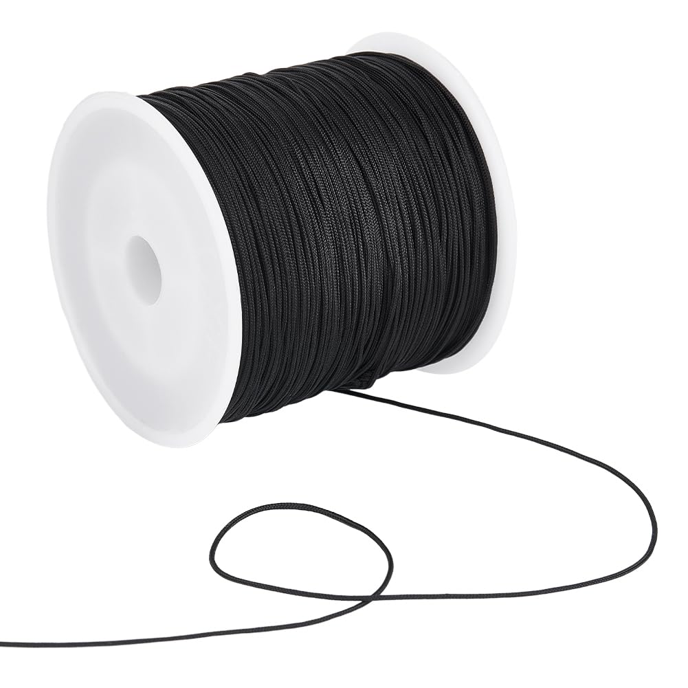 SUNNYCLUE 100 Yards Black Nylon Cord Wind Chime Cord 0.8mm Replacement Braided Lift Shade Blind Repair String for Windows Roman Rollers Repair Gardening Plant Waist Beading String Chinese Knotting
