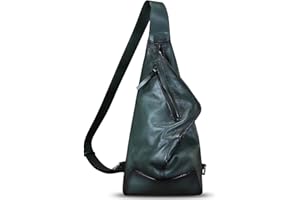 FEIGITOR Genuine Leather Sling Bag Retro Crossbody Backpack Handmade Chest Shoulder Hiking Daypack Purse Fanny Packs (Gray)