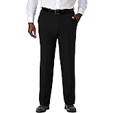 Haggar Men's Cool 18 Pro Classic Fit Flat Front Pant-Regular and Big & Tall Sizes, Black-Bt, 44W x 32L
