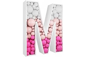 JW Passion - Premium Quality, Made With Passion 3FT Tall Mosaic Balloon Frame Letters Big Marquee Light Up Letters DIY Kit for Birthday Party Wedding Backdrop Decor Letter M Pre-Cut Foam Board