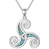 KoyeKei Celtic Cross/Claddagh Cross/Spiral/Couple Necklace 925 Sterling Silver Irish Knot/Egyptain Pendant Turquoise Jewelry Gifts for Women