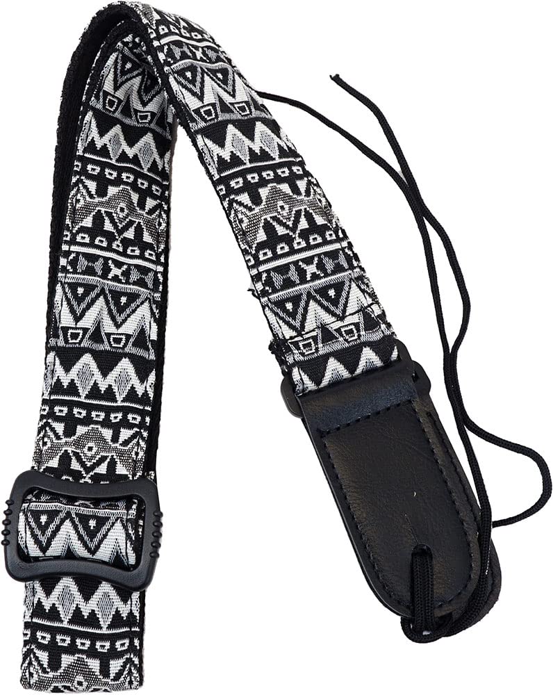 Cotton Uke Strap, Black/White