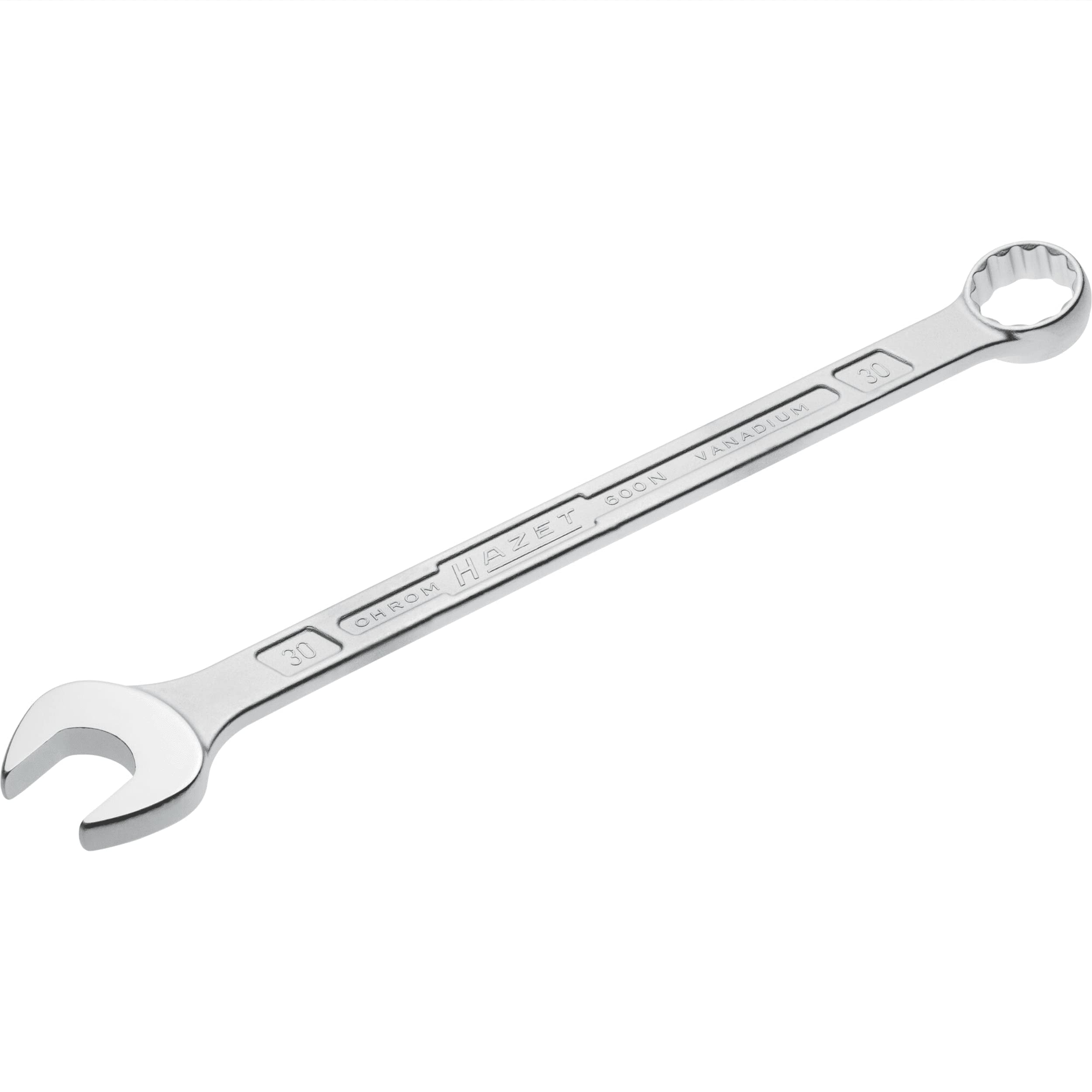 HAZET 600N-30 405.5 mm 12-Point Traction Profile Polished Head Combination Wrench - Chrome-Plated