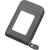 Noedy RFID Blocking Credit Card Holders Case Organizer Genuine Leather Zip-Around Security Wallet Grey