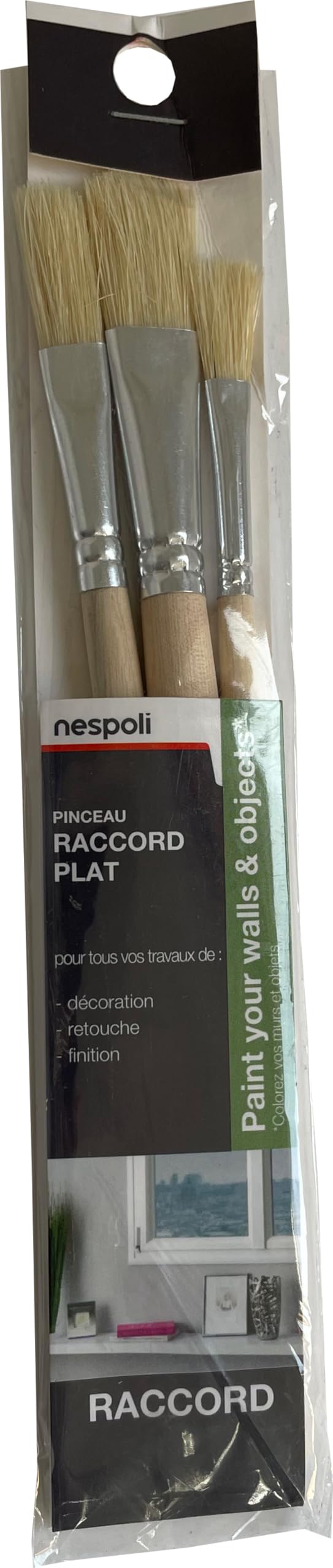 NESPOLI 645150 Set of 3 Flat Board Brushes - Brown