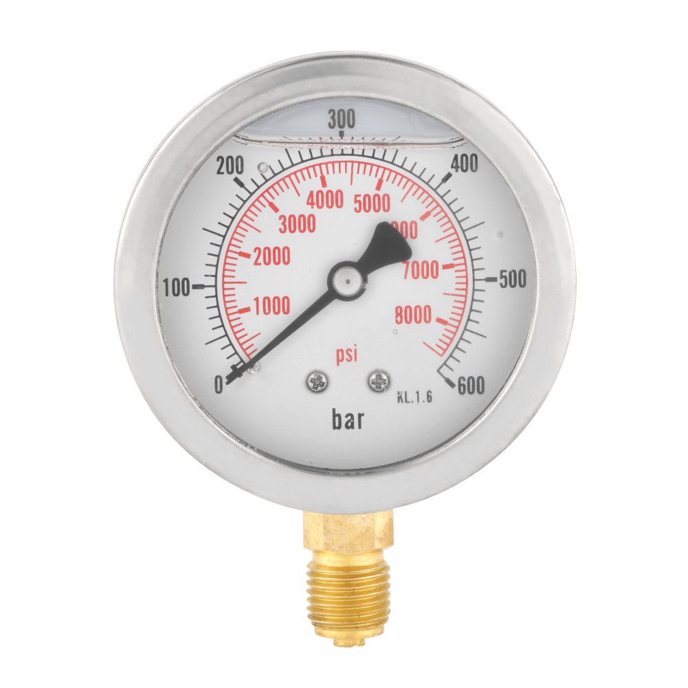 0-600Bar Analog Gas Pressure Gauge 0-8500Psi 63mm for Water Air Oil Dial Instrument Base Entry G 1/4" (0-600 bar/0-8500psi G1/4)