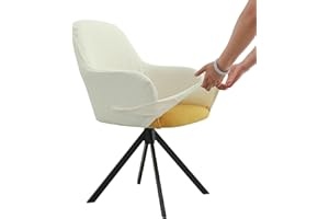 Iauddy Swivel Armchair Accent Dining Chair Cover for Office, Stretch Mid-Back Office Desk Chair Sliopcover Leisure Arm Chair Protector with arms for Living Room(1,Beige/Jacquard)