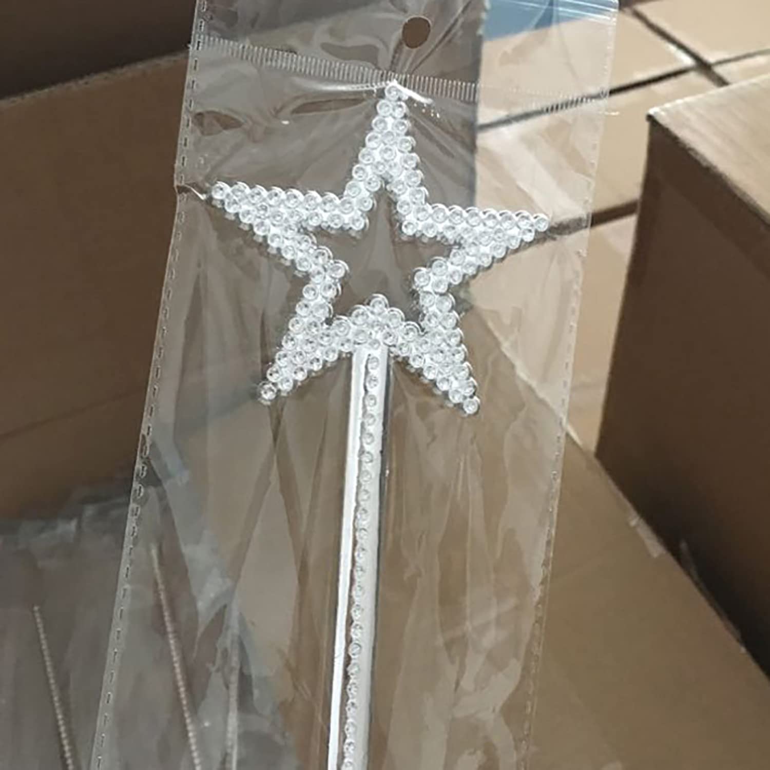 Star Wand, 13 Inches Silver Fairy Princess Angel Wand Magic Fairy Wands Sticks for Halloween Christmas Cosplay Party Birthday Favors