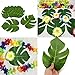 Tytroy Green Tropical Leaves Artificial Palm Monstera Hawaiian Luau Party Decoration (48 pc)