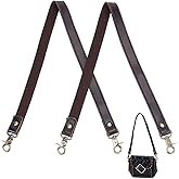 PH PandaHall 23 Inch Leather Purse Straps, 2pcs 0.7 Inch Wide Bag Straps Replacement Purse Strap Handles Brown Handbag Straps with Antique Bronze Swivel Clasps for DIY Shoulder Bags Wallet Making