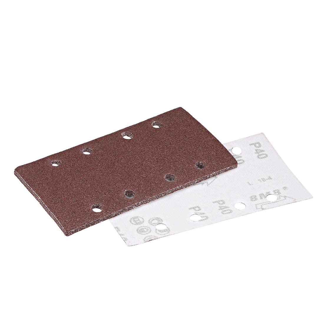 sourcing map 40 Grit 1/3 Sanding Sheet Sander Sandpaper Hook and Loop Pads 8 Hole 5pcs