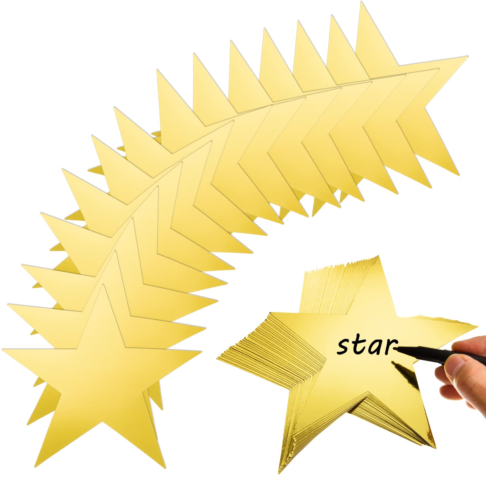 Photo 1 of 120 Pieces Stars Cutouts Gold Double Printed Star Cutout Aluminum Foil Paper Star Confetti Cutouts 6 Inch Large Glitter Stars Decorations for Bulletin Board Classroom Christmas Wedding Party Supplies