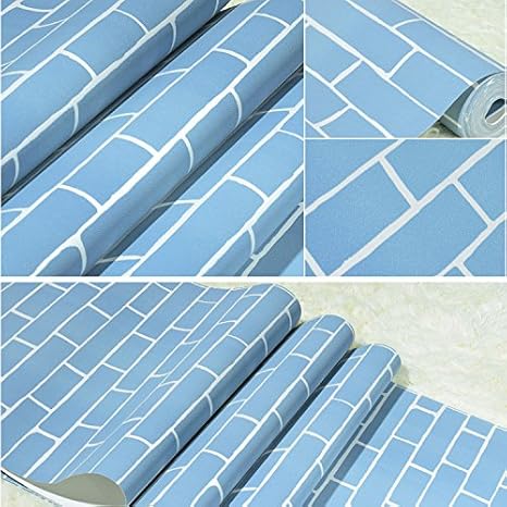 Amazon Cheerhuzzレンガ かんたん貼付シールタイプ 53cm 10m リフォーム ウォールステッカー 防水 アンティーク青wp18 Bl 壁紙