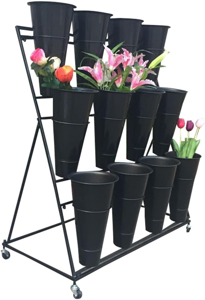 DQMSB Flower Stand, Wrought Iron Flower Stand and Flower Pot, Florist Shelf, Flower Bucket Display Stand