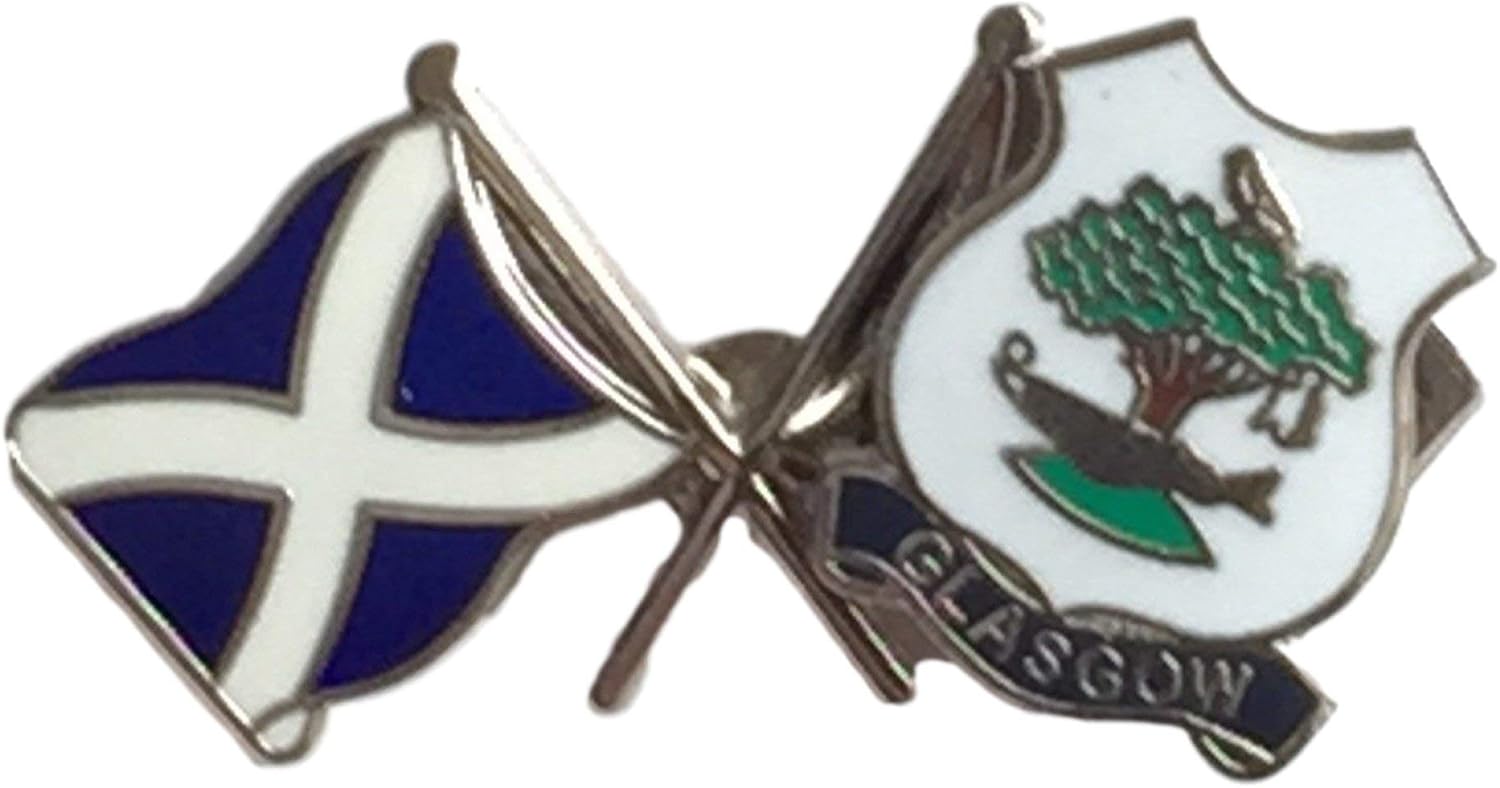 Scotland & City of Glasgow Flags Friendship Courtesy Enamel Lapel Pin
